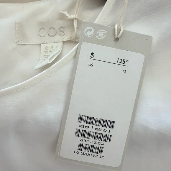 COS White Ruffle Sleeve Mini Dress - Picture 9 of 10